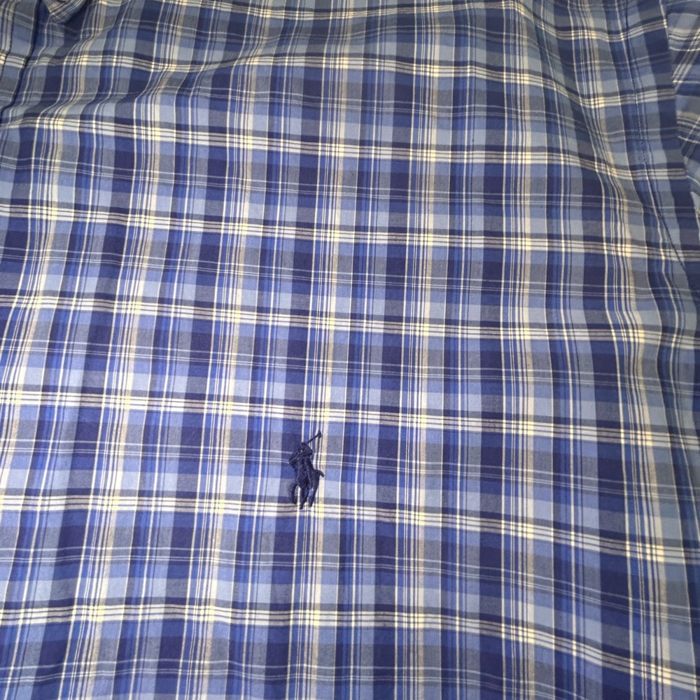 Ralph Lauren Big & Tall 3XLT Blue Plaid Button Down Shirt Classic Fit - Picture 3 of 9